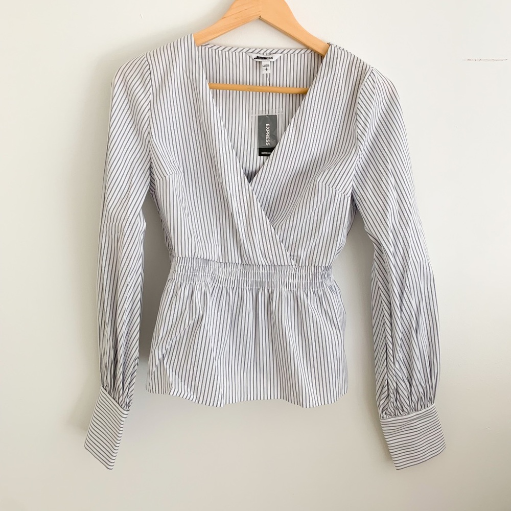 Express pinstripe fit and flair top